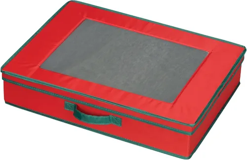 Vista 10 de Household Essentials baúl de almacenamiento de vajilla para platillos, mezcla de algodón, Blanco crudo, 1