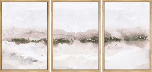 Vista 138 de SIGNWIN Lienzo enmarcado para pared, juego de arte tranquilo con reflejo de lago, acuarela, montaña y agua, ilustraciones modernas, arte abstracto