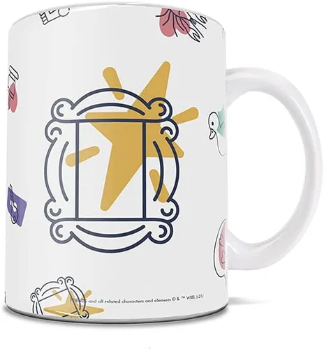 Vista 356 de Trend Setters Friends the Television Show – 25 años – Mercancía oficial – Taza de café o té de cerámica blanca de 11 onzas – perfecta para regalar