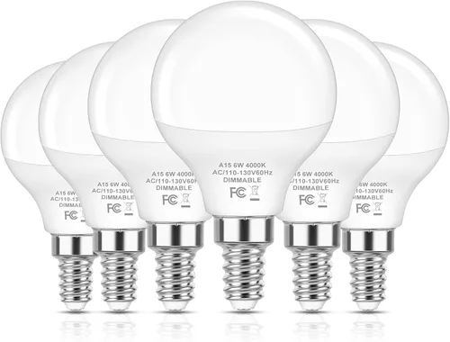 Vista 10 de Brightever Bombillas LED A15 E12 de 6 W regulables, equivalente a 60 W 2700K blanco cálido