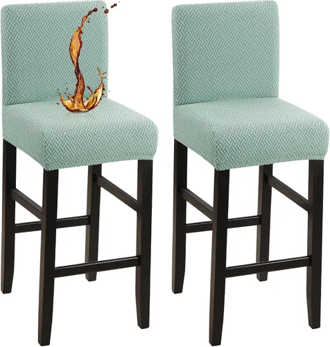 Vista 16 de YISUN - Fundas para taburete de bar, mezcla de forro polar elástico y poliéster, lavables y removibles, para taburete de bar y silla alta, con Beige
