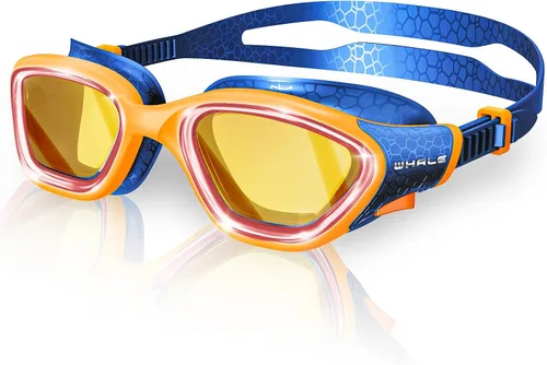 Vista 12 de Whale Gafas de natación, gafas antivaho HD, unisex, 100% protección UV, diseño antivaho transparente visión submarina de gran angular Negro