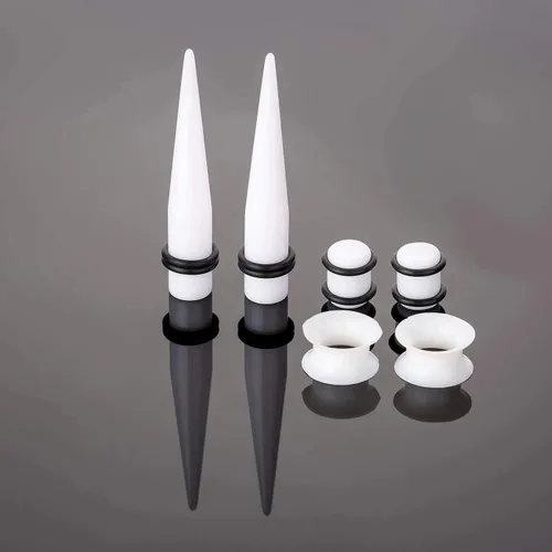 Vista 8 de CABBE KALLO Juego de 50 dilatadores de oreja de silicona, dilatadores y tapones acrílicos 14G-00G, juego de expansores de ojal para mujeres