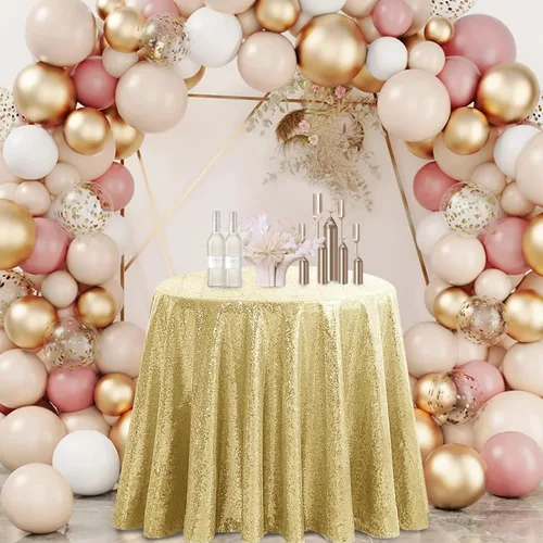 Vista 18 de Hahuho Mantel rectangular de lentejuelas de 50x80 pulgadas, color champán, mantel con purpurina para decoración de despedida de soltera, cumpleaños