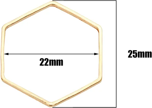 Vista 2 de Shapenty Dijes hexagonales de latón con marco hueco, marcos de bisel abierto, conectores de anillo de enlace, aretes de aro para collares, pulseras