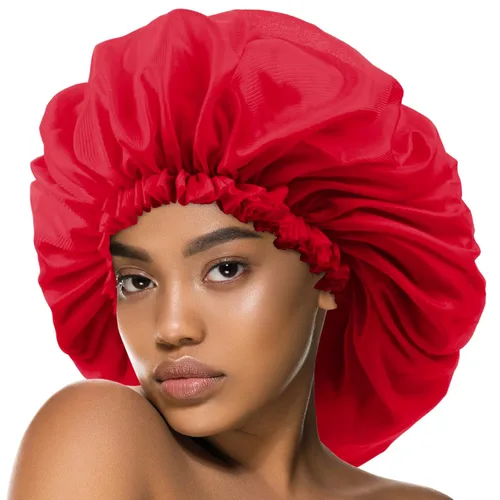 Vista 5 de Gorras de tratamiento de ricino de argán y negro, gorro de satén para dormir, accesorios para el cabello, gorras de ducha para mujeres Marrón