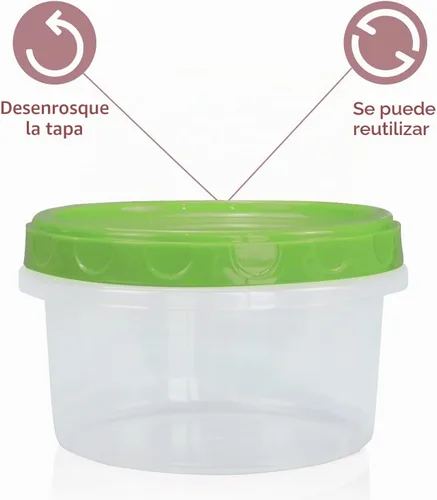 Vista 5 de Jucaifu Juego de 16 frascos pequeños reutilizables de plástico para almacenamiento en el congelador de 8 onzas con tapa de rosca para snacks y Verde
