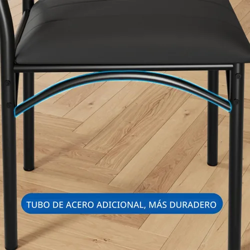 Vista 6 de IDEALHOUSE Juego de mesa de comedor para 4, mesa de cocina con sillas para 4, mesa de comedor rectangular de madera con banco tapizado para espacios