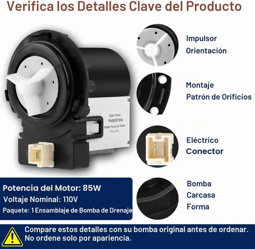 Vista 4 de DC31-00054A Conjunto de bomba de drenaje de lavadora para Samsung