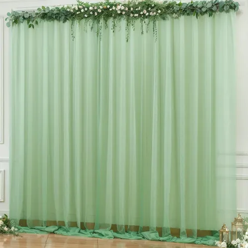 Vista 29 de Cortina de telón de fondo de tul azul bebé de 10 x 10 pies para fiestas, cortinas de fondo transparentes para bodas, baby shower, baby shower