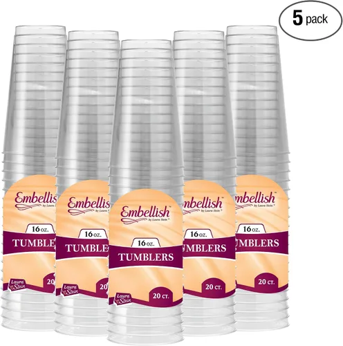 Vista 3 de Embellish - Plástico duro desechable transparente de 16 onzas, estilo antiguo, tazas elegantes, ideales para vino, cóctel o cualquier bebida, bodas