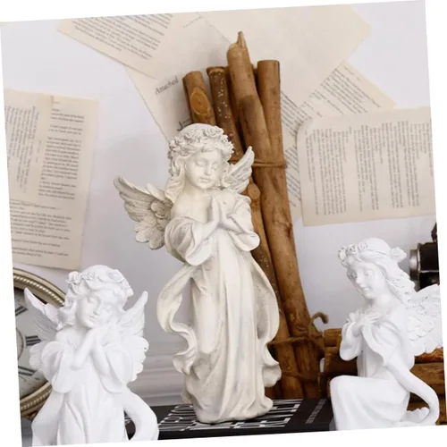 Vista 9 de GANAZONO 1 escultura de niña de ángel, figuras en miniatura, decoración de Navidad, estatua de hada, estatua de jardín, resina querubín, decoración