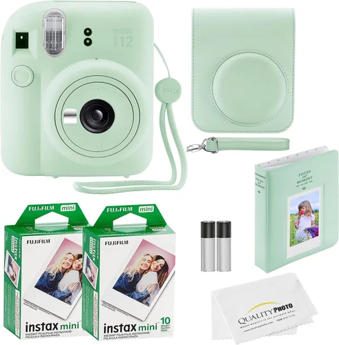 Vista 10 de Fujifilm Cámara instantánea Instax Mini 12 con funda, 20 impresiones de Fujifilm (rosa flor), calcomanías decorativas, marcos, álbum de fotos y más
