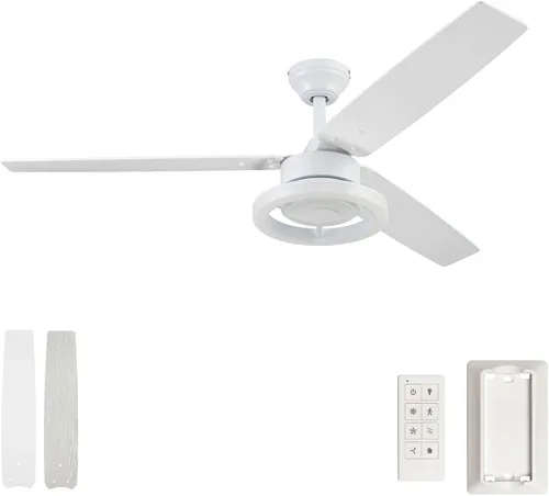Vista 11 de Prominence Home Orbis - Ventilador de techo moderno para interiores de 52 pulgadas con luz LED, control remoto, motor reversible, 3 aspas de doble