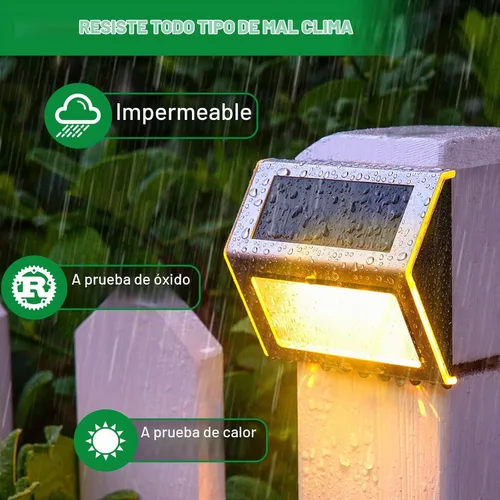 Vista 6 de JSOT - Luces solares de exteriores para terraza, impermeable, funciona con energía solar, luz led inalámbrica para pasarela, patio, escaleras Blanco