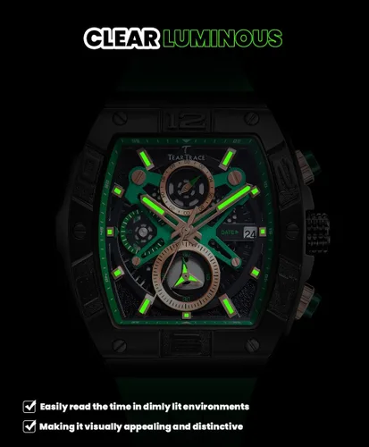Vista 6 de Mens Watches Analog Waterproof Fashion Date Wrist Watch, Skeleton Tonneau Watches for Men with Chronograph,Ideal for Sports Enthusiasts & Daily Wear