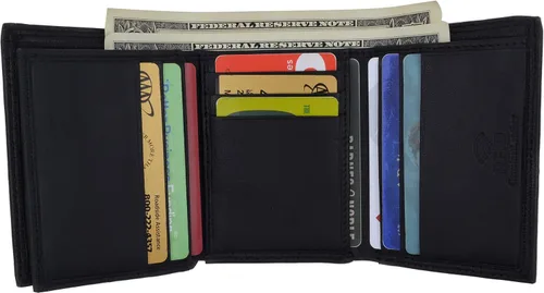 Vista 6 de Swiss Marshall - Cartera de piel con bloqueo RFID para hombre