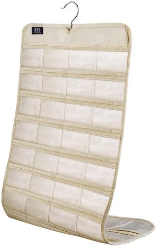 Vista 5 de BB Brotrade Organizador colgante de joyas, organizador de accesorios, organizador de 80 bolsillos para guardar joyas (beige)