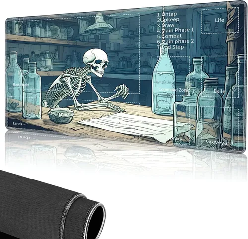 Vista 3 de Tapete de juego para MTG, tapete de juego de cartas cosido con zona mágica para juegos de cartas MTG, (17.4 x 13.8 pulgadas), tapete de juego
