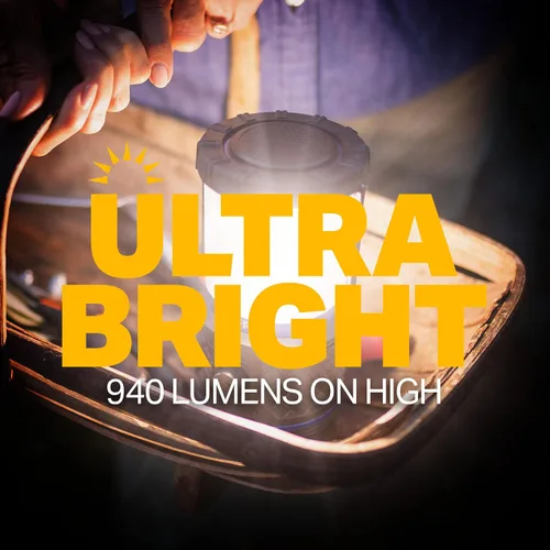 Vista 2 de LUXPRO Linterna LED recargable de doble potencia de 940 lúmenes con lente difusa para hasta 155 horas de uso - Linterna de camping con banco