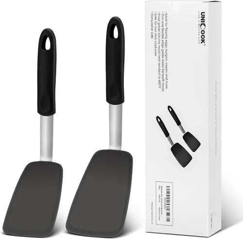 Vista 9 de Unicook Espátula de silicona flexible, volteador, 600 F, resistente al calor, ideal para voltear huevos, hamburguesas, crepes y más, pequeña