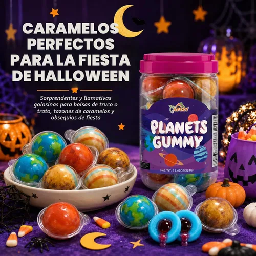 Vista 7 de Apexy Mixed Planets - Dulces Gomosos con Centro Líquido Afrutado Sin Grasa, Divertidos y Deliciosos Dulces Temáticos del Espacio Ideales