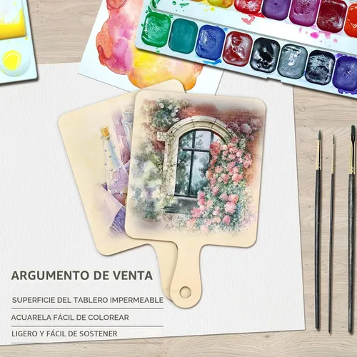 Vista 5 de Oomcu 12 piezas de mini tablas de cortar de madera con asa, bandeja rectangular de madera sin acabar, bandeja de servir para manualidades, tabla