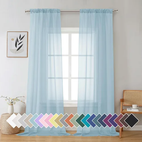 Vista 70 de Aiyufeng 2 paneles de cenefa transparente negra de 14 pulgadas de largo, cortinas cortas negras transparentes para dormitorio, cortinas de cocina