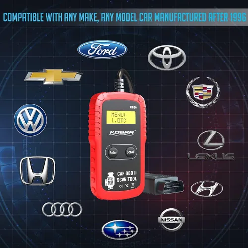 Vista 2 de Kobra - Escáner OBD2 - Lector de código de automóvil, herramientas de diagnóstico universal de automóvil OBD para todos los automóviles, lectores