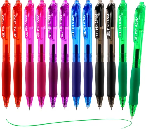 Vista 8 de USUAL Bolígrafos de gel de 0.020 in, paquete de 12 bolígrafos retráctiles de tinta negra de punta fina, escritura suave de secado rápido, no se