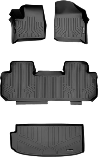 Vista 16 de SMARTLINER Juego de alfombrillas de piso de 2 filas compatibles con Chevrolet Traverse 2011-2017