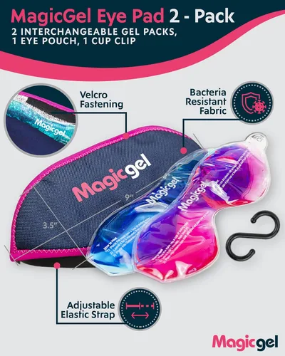 Vista 3 de Magic Gel Paquete frío de máscara de ojos Paquete de 2 mascarillas refrescantes para dormir Máscara de ojos fríos Reuable y compresa de ojos