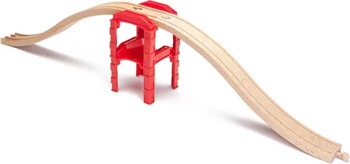Vista 3 de Maxim Enterprise, inc. Vía de tren de madera ascendente de 3 niveles, piezas de madera que crean doble ascendente y descendente, pistas reversibles