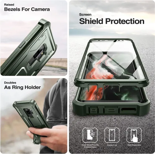 Vista 7 de Dexnor Funda para Samsung Galaxy S9+ Plus, [protector de pantalla y soporte integrados] Protección de grado militar resistente a prueba de golpes