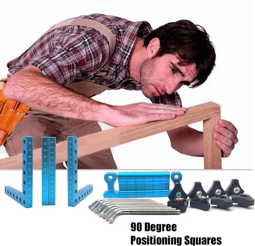 Vista 7 de Cuadrados de posicionamiento de 90 grados de 5.5 x 5.5 pulgadas, cuadrados de ángulo recto con 8 abrazaderas, abrazadera de esquina tipo L