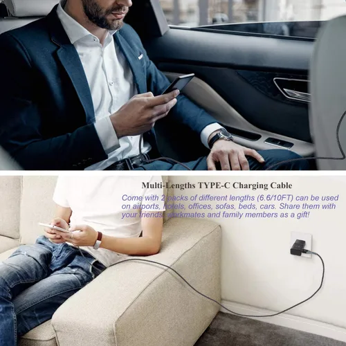 Vista 6 de Eversame - Cargador de pared USB C con cable, bloque de carga rápida tipo C de 10 pies + cable USB C de 6 pies compatible con Samsung Galaxy
