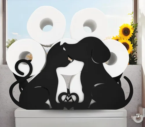 Vista 11 de Black Bear - Soporte de papel higiénico de metal, divertido soporte de papel de animales para baños, organizador independiente con capacidad para 8