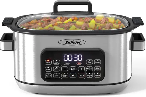 Vista 10 de Sunvivi Cocina múltiple 12 en 1, olla de cocción lenta programable de 6.5 cuartos de galón con temporizador y control de temperatura, ajuste