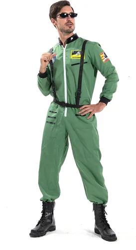 Vista 5 de EraSpooky Disfraz de astronauta para hombre, disfraz de Halloween para adultos, tallas XS-XL, para fiesta de disfraces y cosplay, color naranja