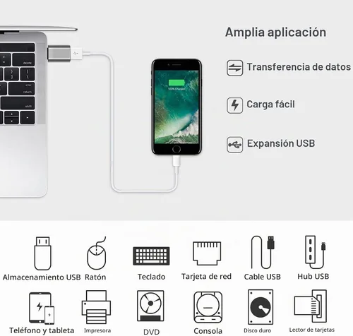Vista 2 de Adaptador USB C a USB 3.1 Gen 2, 10Gbps USB a USBC, USB-C macho a USB 3.0 A hembra USB 3.2 Tipo C OTG convertidor para MacBook Pro Laptop PC iMac