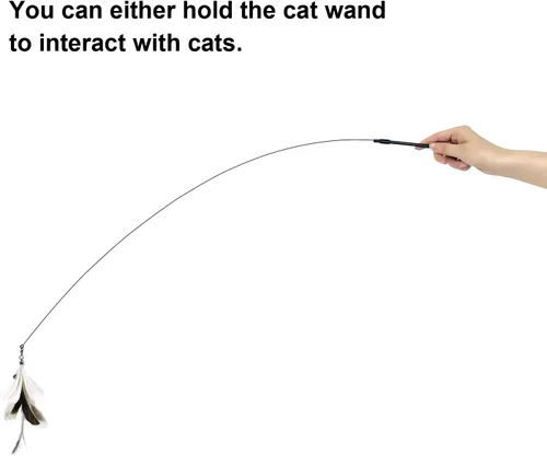 Vista 5 de TTcat Juguetes de varita para gatos con ventosa, juego interactivo de simulación de pájaro para gatos, juguetes para gatos, alambre de acero