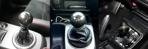 Vista 3 de JDM - Selector de perilla de palanca de cambios manual y automática de fibra de carbono con forma de bola redonda (dorado)