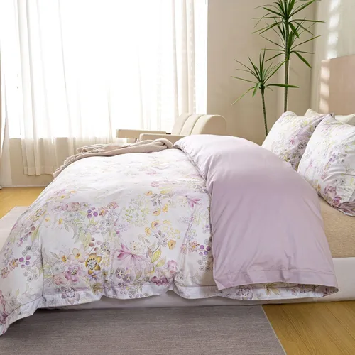 Vista 29 de OAITE - Juego de funda de edredón individual con patrón floral de 600 hilos, ultrasuave, 100% algodón, fibra larga, juego de 3 piezas, transpirable