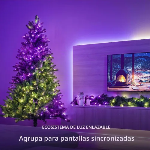 Vista 5 de Twinkly Strings 100 LED RGB, Cadena de luces LED para interiores y exteriores, Luces LED inteligentes, LEDs trazables, Compatibles con Alexa