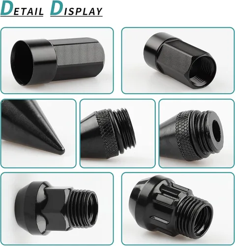 Vista 3 de 20 tuercas antirrobo M12x1.5, repuesto para fusión 2006-2019, enfoque 2012-2019, rueda de escape 2001-2019 (negro) Repuesto para 2006-2019 Fusion