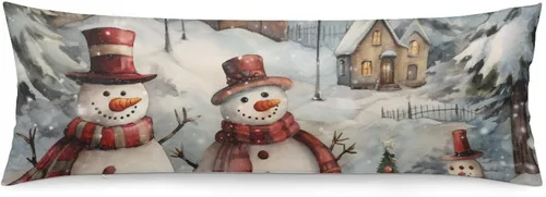 Vista 9 de Snowy Barn Winter Scene - Funda de almohada corporal de 20 x 54 pulgadas, funda de almohada larga para cama de vacaciones de invierno, funda