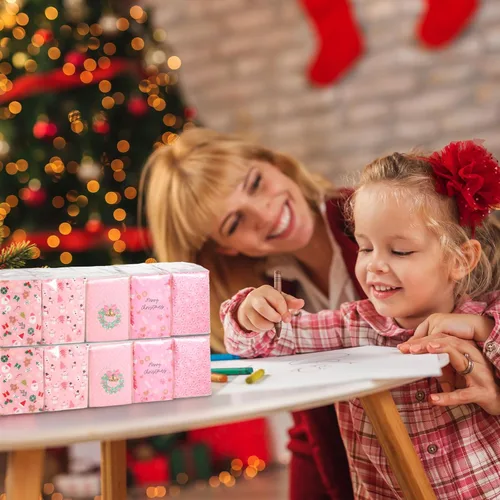 Vista 5 de Paquete de 100 pañuelos de Navidad a granel, tamaño de viaje, pañuelos faciales de bolsillo con rosa o Belén y diseños festivos, regalos de fiesta