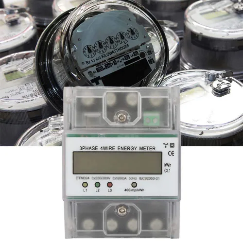 Vista 4 de Medidor de energía digital de 3 fases KWh Monitor 220V/380V 4P LCD Medidor de consumo de energía para sistemas eléctricos comerciales industriales