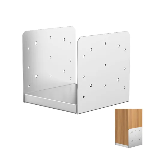 Vista 10 de SPACEEUP Base de poste de 4 x 4, 2 unidades, anclaje interno de poste de 3.5 x 3.5 pulgadas, base de poste ajustable de acero inoxidable para poste