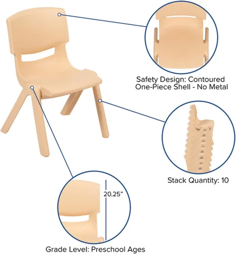 Vista 78 de Flash Furniture - Silla escolar apilable de plástico azul con altura de asiento de 10 1/2 pulgadas Construcción duradera, uso comercial